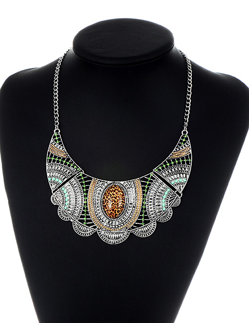 Retro Silver Color Color-matching Decorated Necklace