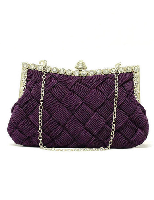 Elegant Purple Hand-woven Decorated Hand Bag