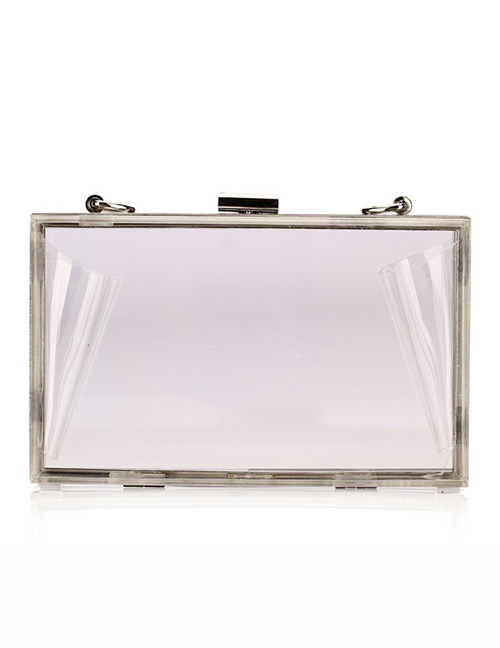 Fashion White Pure Color Decorated Sqaure Shape Bag