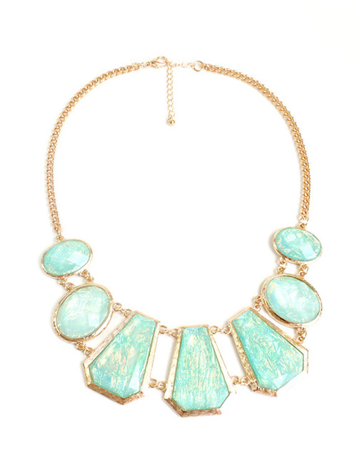 Fashion Light Green Diamond Decorated Necklace