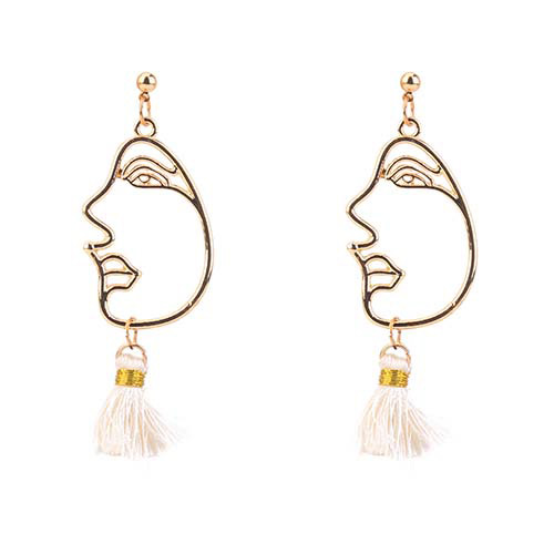 Personality White Mask Decorated Tassel Earrings