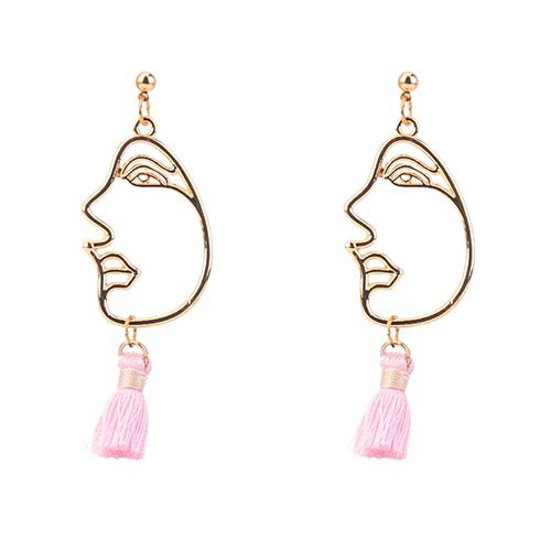 Personality Pink Mask Decorated Tassel Earrings