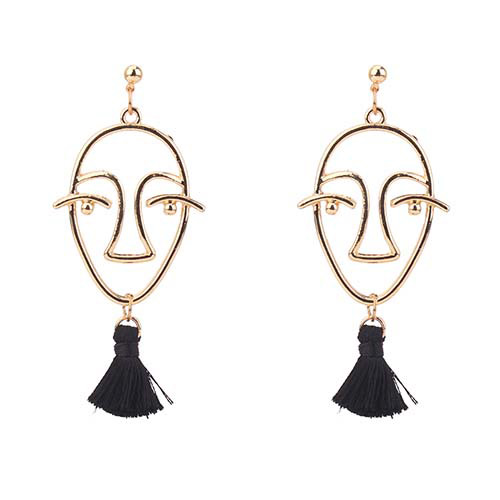 Personality Black Hollow Out Decorated Mask Earrings
