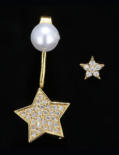 Elegant Gold Color Star Shape Decorated Earrings