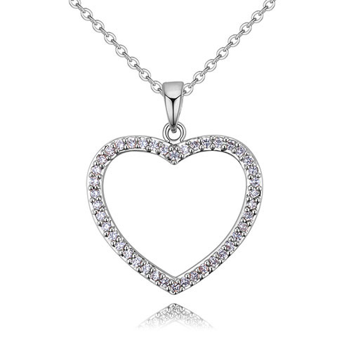 Fashion Silver Color Hollow Out Heart Decorated Necklace