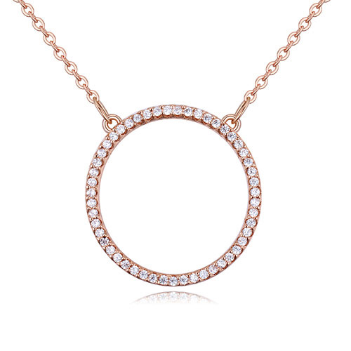 Fashion Rose Gold Color Round Shape Decorated Necklace