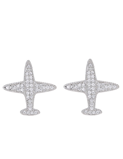 Fashion Silver Color Plane Shape Decorated Earrings