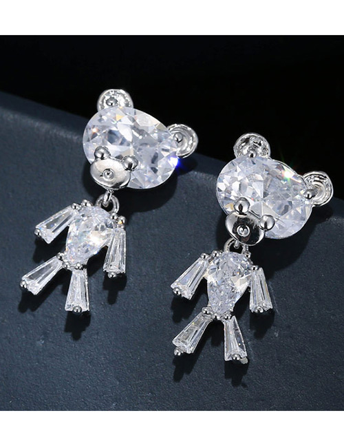 Lovely Silver Color Little Bear Shape Decorated Earrings