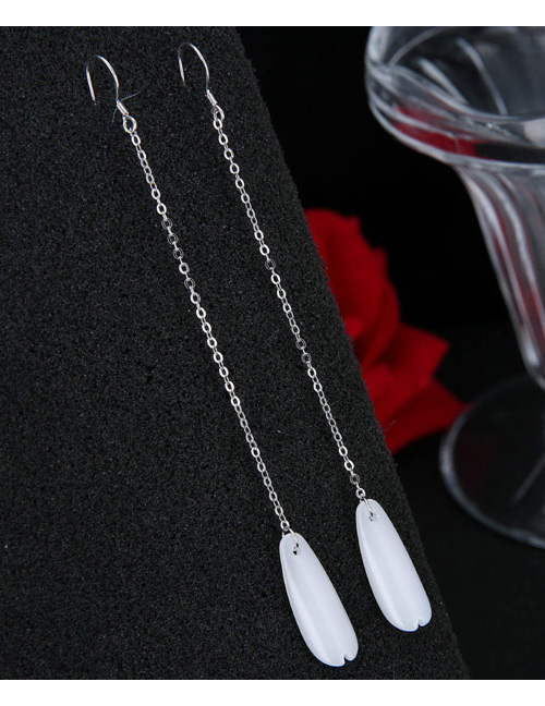 Elegant Silver Color Long Chain Decorated Earrings
