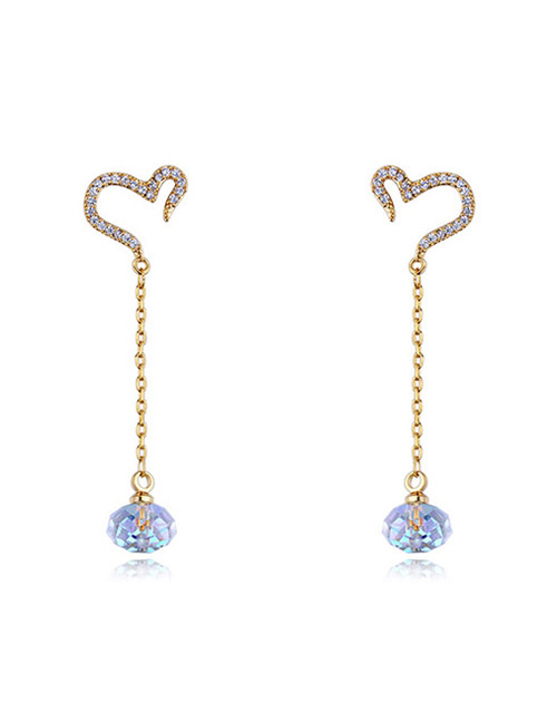 Elegant Gold Heart Shape Decorated Earrings