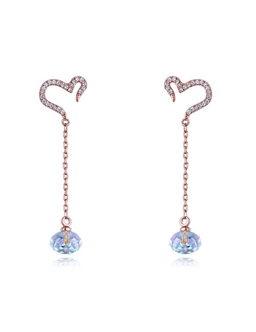 Elegant Rose Gold Heart Shape Decorated Earrings