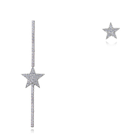 Elegant Silver Color Star Shape Decorated Earrings