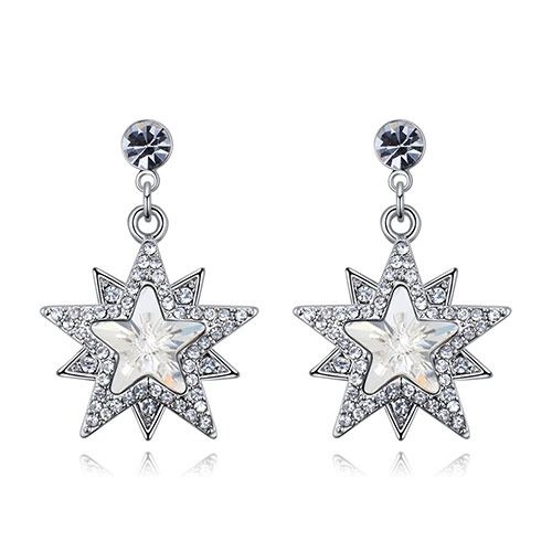 Fashion Silver Color Star Shape Decorated Earrings