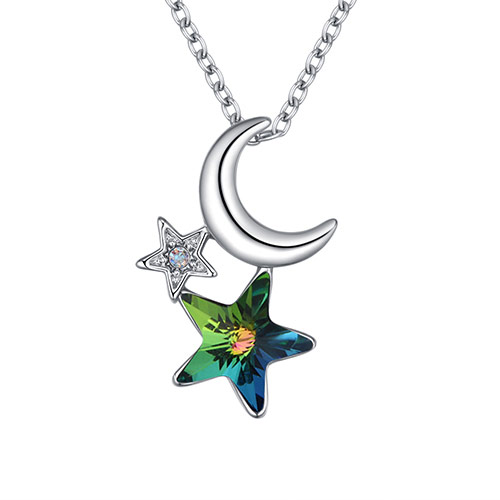 Fashion Green Moon&star Shape Decorated Necklace