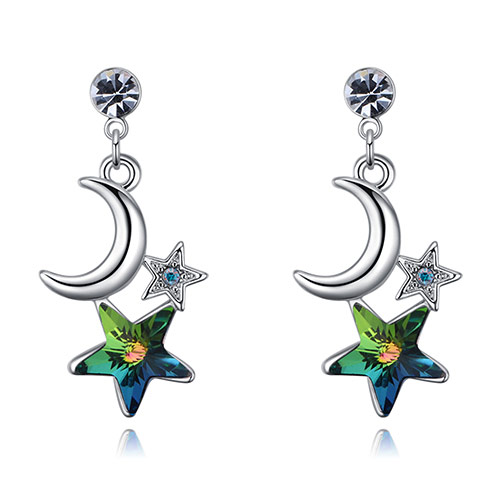 Fashion Green Moon&star Shape Decorated Earings