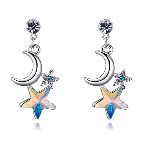 Fashion Multi-color Moon&star Shape Decorated Earings