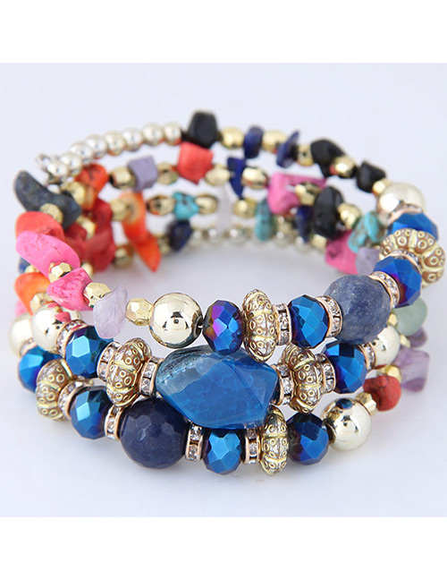 Elegant Multi-color Round Shape Decorated Multilayer Bracelet