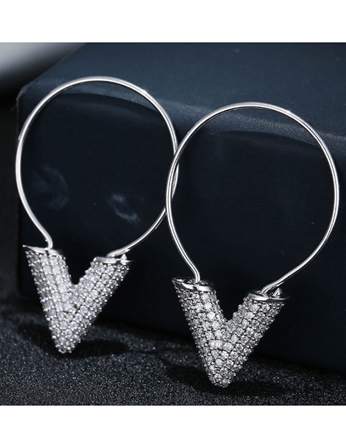 Elegant Silver Color Vletter Decorated Earrings