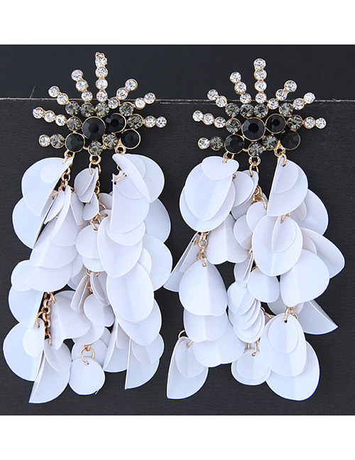 Fashion White Sequins&diamond Decorated Earrrings