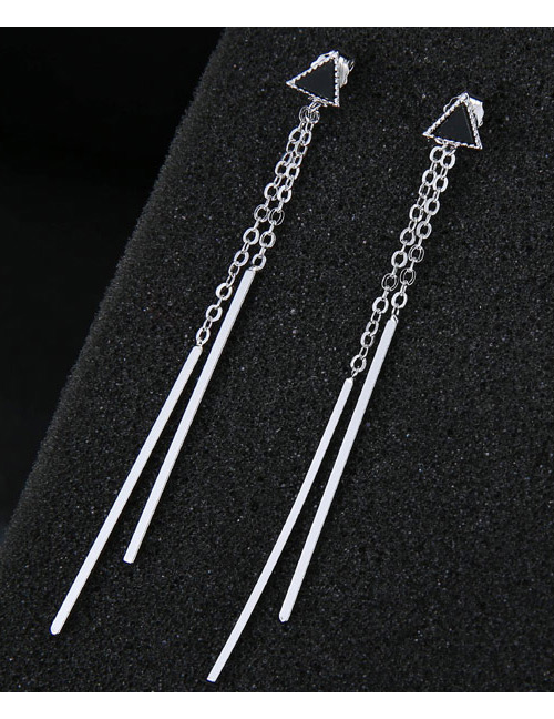 Sweet Silver Color Vertical Shape Decorated Purecolor Earrings
