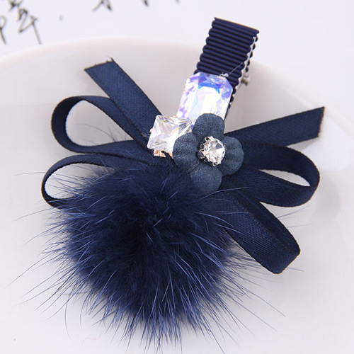 Lovely Dark Blue Flower&bowknot Decorated Hairpin