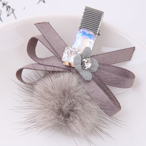Lovely Dark Gray Flower&bowknot Decorated Hairpin