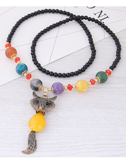 Fashion Yellow Fox Pendant Decorated Long Necklace