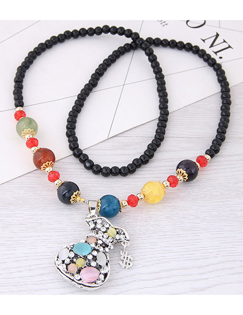 Fashion Multi-color Gourd Pendant Decorated Long Necklace