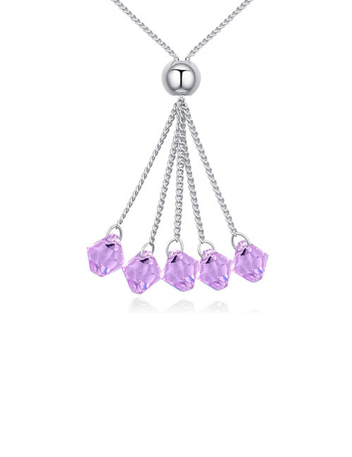 Fashion Purple Round Shape Decorated Necklace