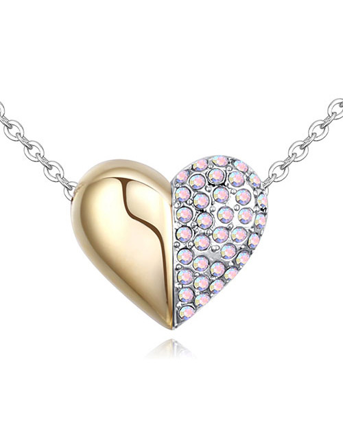 Fashion Multi-color Color-matching Decorate Heart Necklace