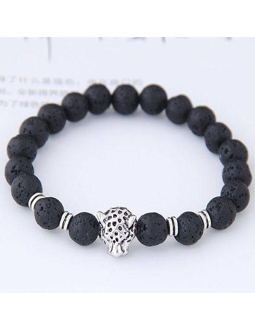 Elegant Black Leopard Shape Decorated Bracelet