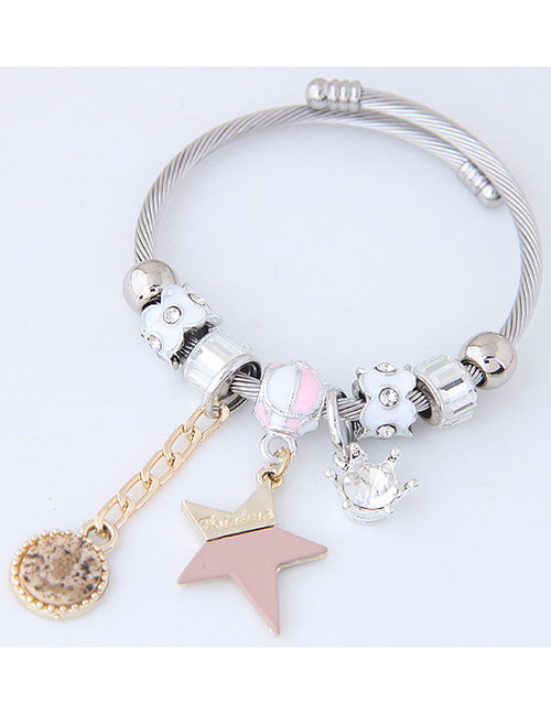 Elegant Pink Star Shape Decorated Bracelet