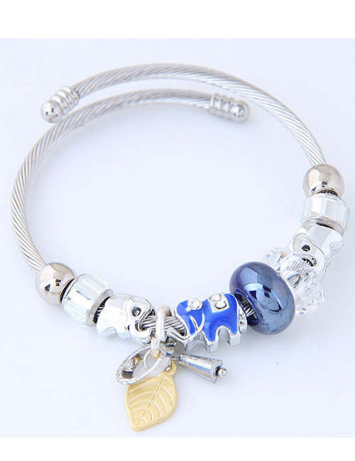Elegant Blue Elephant Shape Decorated Bracelet