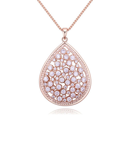Elegant Rose Gold Waterdrop Shape Decorated Necklace