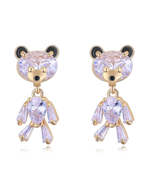 Elegant Rose Gold Bear Shape Decorated Earrings