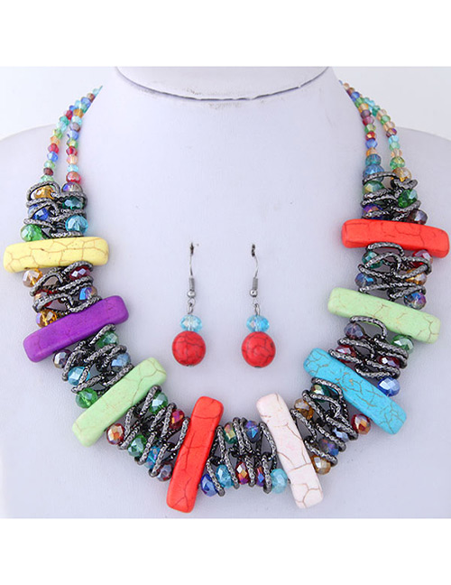 Fashion Multi-color Vertical Shape Decorated Jewelry Set