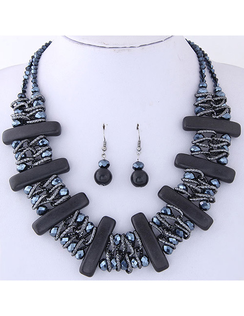 Fashion Black Vertical Shape Decorated Jewelry Set