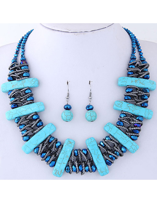 Fashion Blue Vertical Shape Decorated Jewelry Set