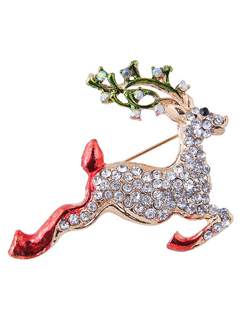Fashion Multi-color Christmas Deer Shape Decorated Christmas Brooch