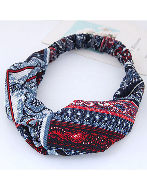 Fashion Red+blue Flower Pattern Decorated Hair Band