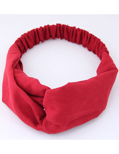 Fashion Red Pure Color Decorated Headband