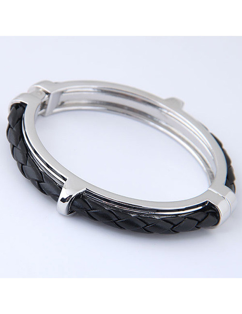 Fashion Silver Color+black Pure Color Decorated Bracelet