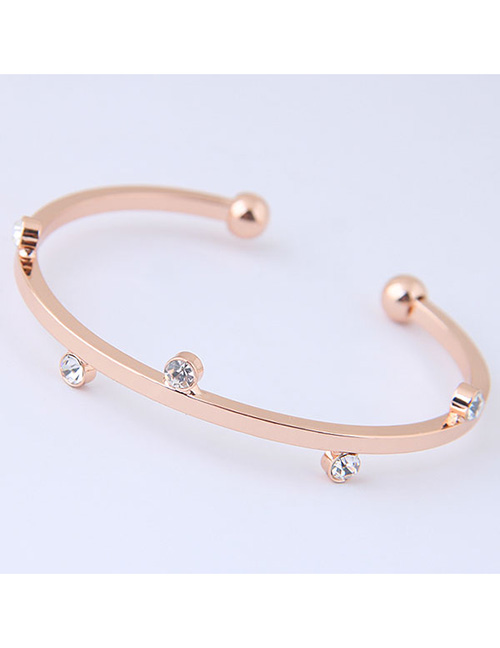 Fashion Gold Color Diamond Decorated Opening Bracelet