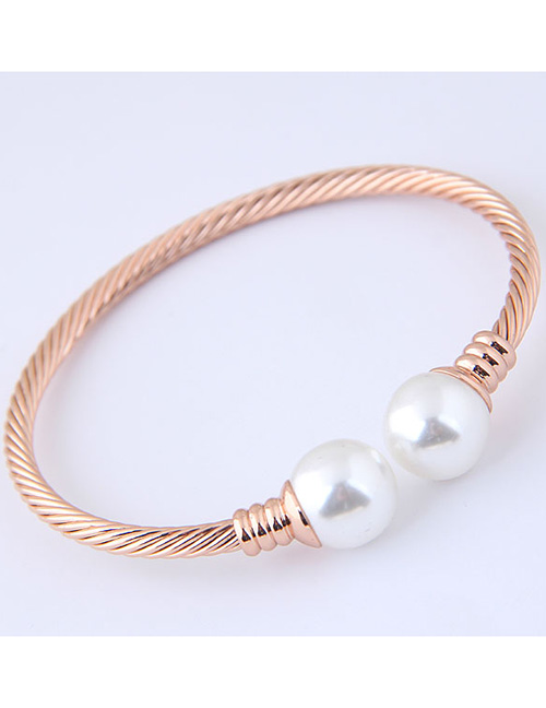 Fashion Gold Color Pearls Decorated Opening Bracelet