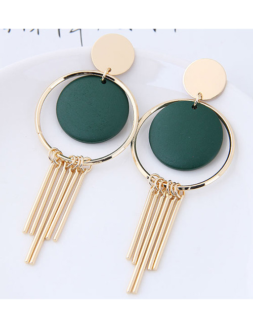 Vintage Green Tassel Decorated Earrings