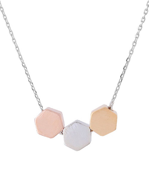 Elegant Multi-color Polygon Decorated Necklace
