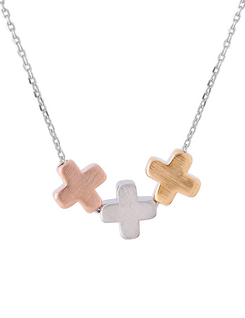 Elegant Multi-color Cross Shape Decorated Necklace