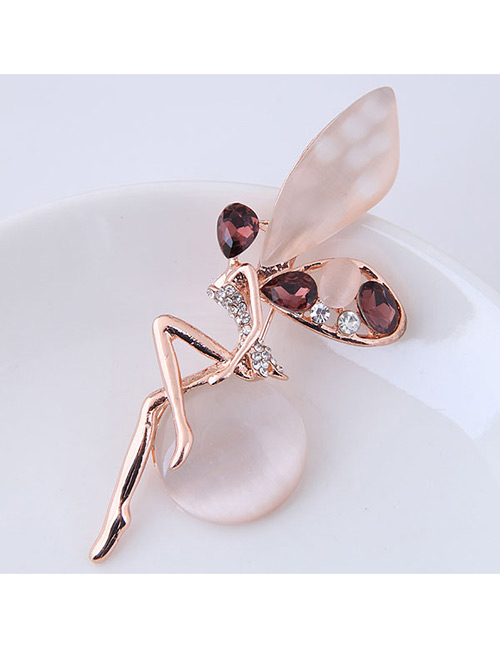 Elegant Champagne Fairy Shape Decorated Brooch