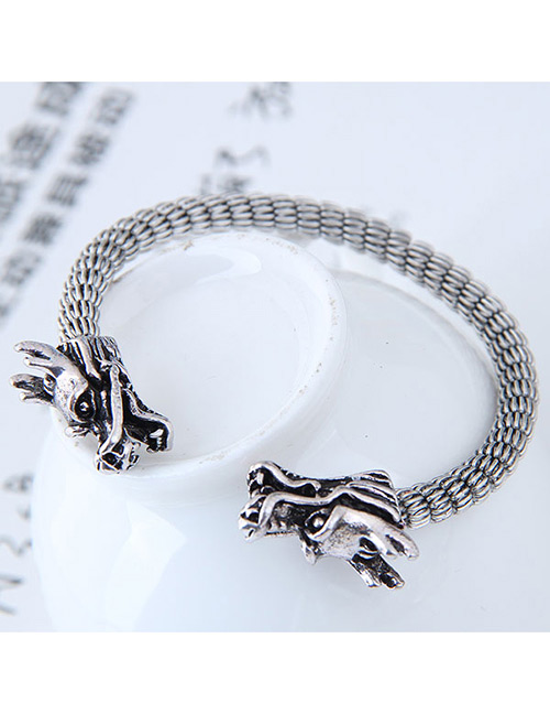 Fashion Silver Color Dragon Shape Decorated Opening Bracelet