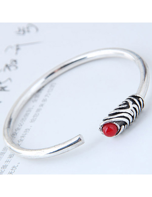 Fashion Red+silver Color Round Shape Decorated Opening Bracelet